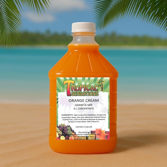 Tropical Sensations Orange Cream Granita Slushie Mix – 6 Bottles 64 oz Each – Non-Alcoholic Frozen Drink Mix for Slush Machines – Bulk Case
