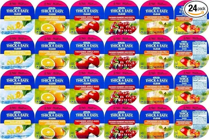Thick Easy Clear Single Serve Nectar Consistency Thickened Beverage 6 Different Flavors 4 oz Cups (Case of 24)