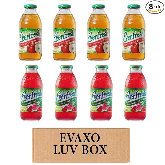 LUV BOX- variety Everfresh Juice 16 oz. pack of 8 Everfresh 100% Apple Juice Everfresh 100% Juice – Strawberry Watermelo. by evaxo