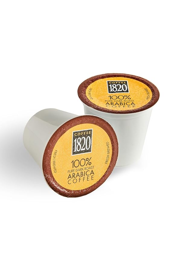 Café 1820 Classic Ground Coffee Cups Premium Costa Rican Dark Roast 100% Arabica Compatible with Keurig Machines 48 Pods