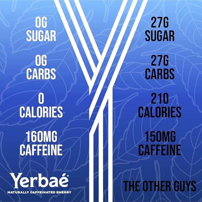 Yerbaé Energy Seltzer - Acai Blueberry No Sugar/Calories/Carbs. Energized by Yerba Mate Naturally Caffeinated Plant-Based Healthy Alternative to Coffee Sugary Sodas Pack of 12 12oz cans