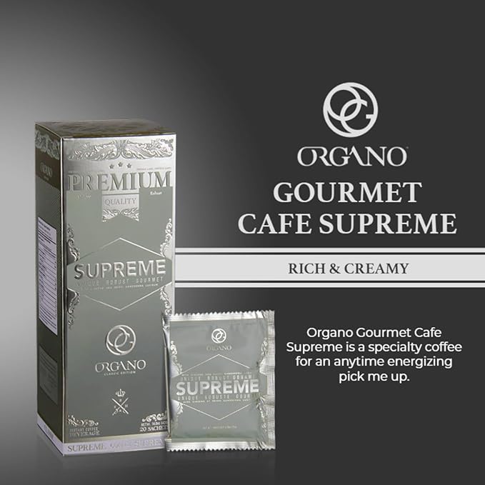 4 Boxes ORGANO Café Supreme 100% Ganoderma Lucidum with Ginseng (80 Sachets)