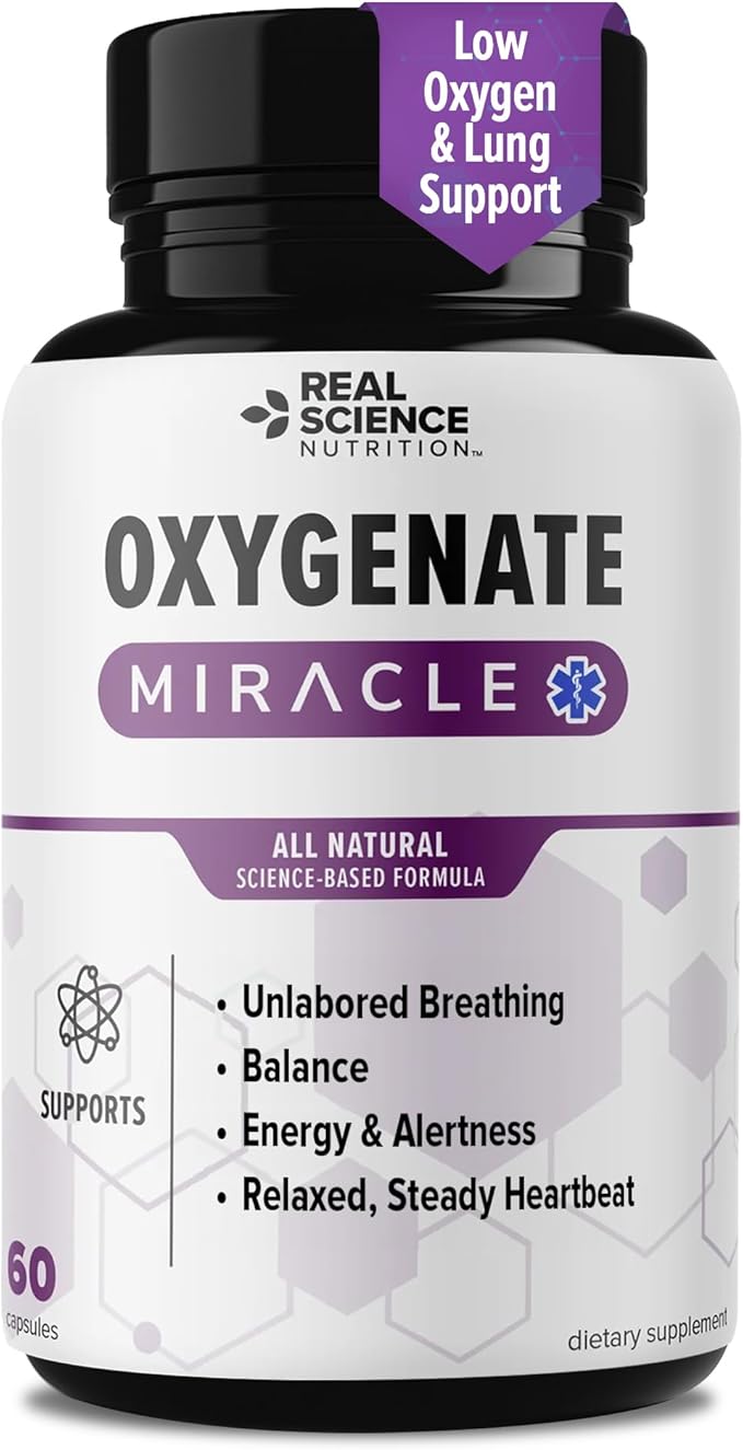 Real Science Oxygenate Miracle – Daily Lung &amp Circulation Support Supplement for Breathing Comfort and Energy – Supports Respiratory Function and Overall Wellness 60 Caps