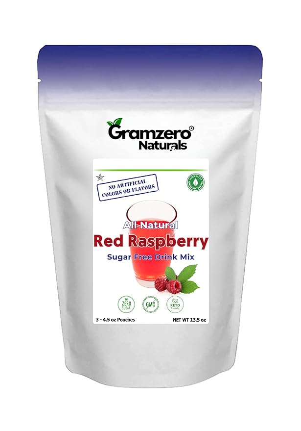 GramZero All Natural Red Raspberry Zero Calorie Sugar Free Drink Mix Great For Nutrition Club Loaded Tea Stevia Sweetened