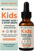 Folinic Acid Drops Kids &amp Adults – 800 mcg + L-Methylfolate + B12 +P5P B6 Gentle Methylation Magnesium Glycinate Vitamin D3 &amp C Folate Support for BrainFocus Mood &amp Cellular Health 5-M