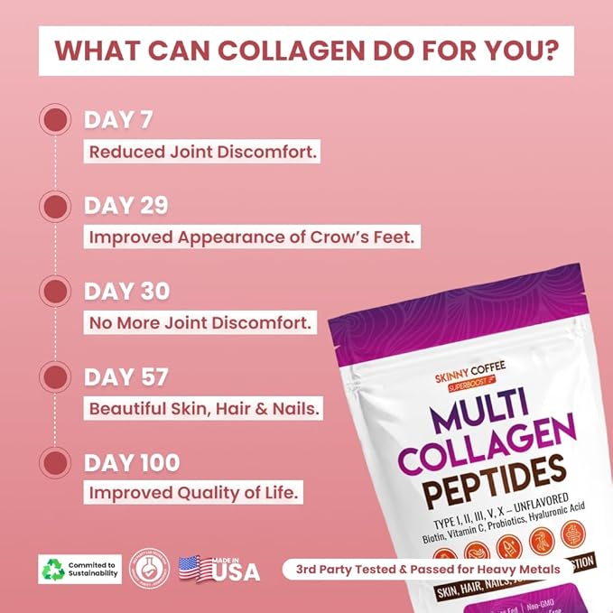 Multi Collagen Peptides Powder – Unflavored Grass-Fed Types I II III V X – with Biotin Hyaluronic Acid Probiotics &amp Vitamin C – Supports Hair Skin Nails &amp Joints – Non-GMO – 41 Servi