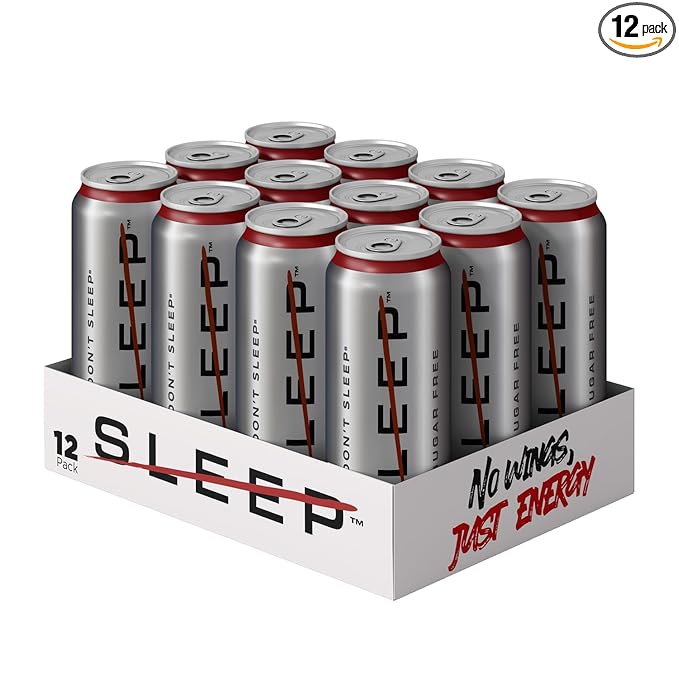 Don't Sleep Energy Drink - Sugar-Free 12-Pack Clean energy &amp 5 Calories per Can Caffeine Taurine and B-BVitamins for an Unstoppable Boost - 116mg of Caffeine