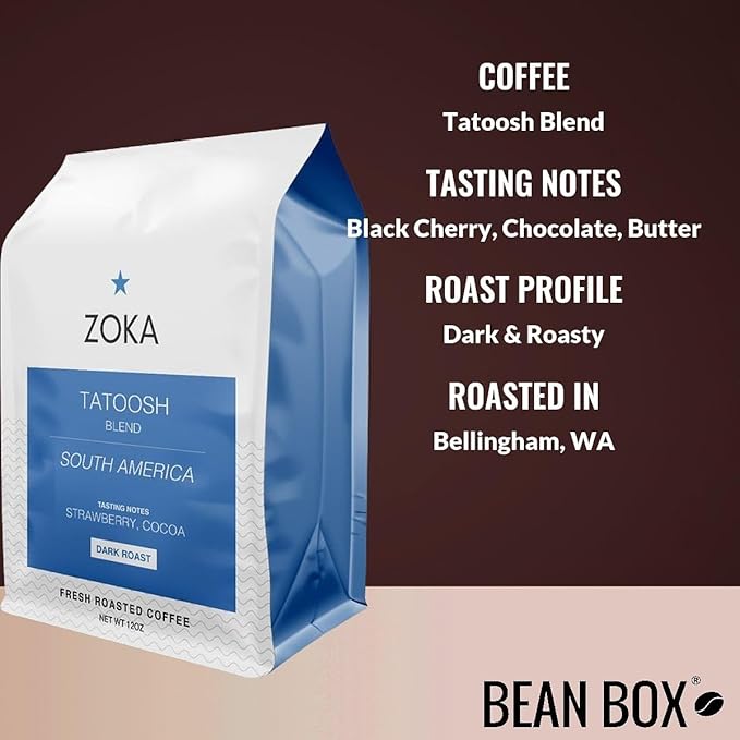 Tatoosh Blend - Roasted by Zoka Coffee - Freshly Ground Coffee - 12 Ounce Bag