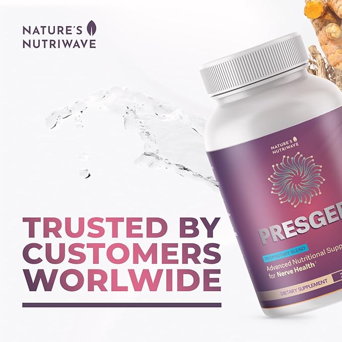 Presgera Capsules – Natural Daily Supplement with Magnesium Glycinate Turmeric Alpha Lipoic Acid &amp More – Made in USA Non-GMO Easy-to-Take – 30 Capsules 3 Month Supply