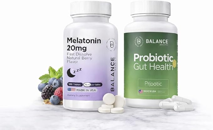 Balancebreens Melatonin + Probiotics Sleep &amp Gut Support Bundle
