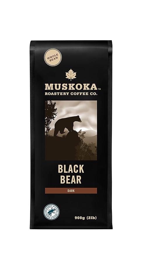 Muskoka Roastery Coffee Black Bear Dark Roast Whole Bean Coffee 2LB Bag