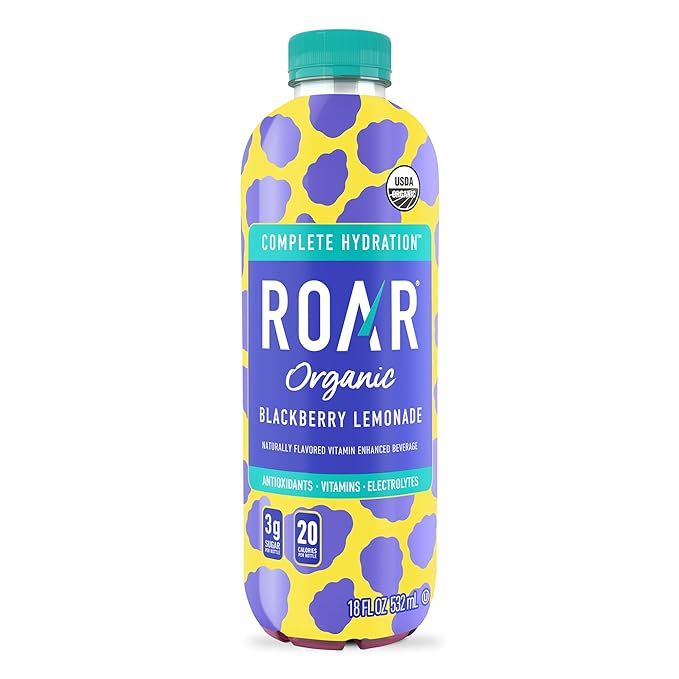 ROAR Complete Hydration Organic - Electrolyte Drinks Loaded with Vitamins C B5 B12 - Non-GMO Gluten-Free - Blackberry Lemonade - 12 pc