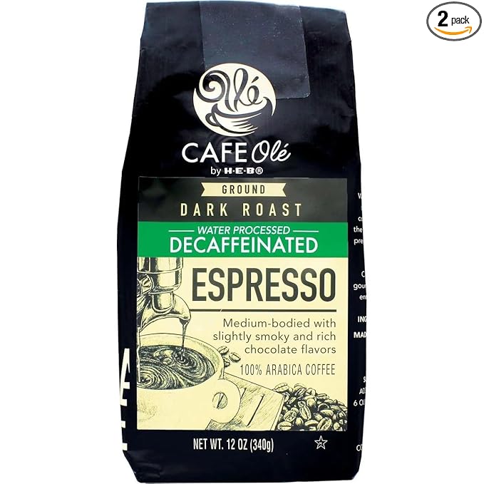 CAFE Olé by H‑E‑B Dark Roast Decaf Espresso Ground Coffee 12 oz 2 bags