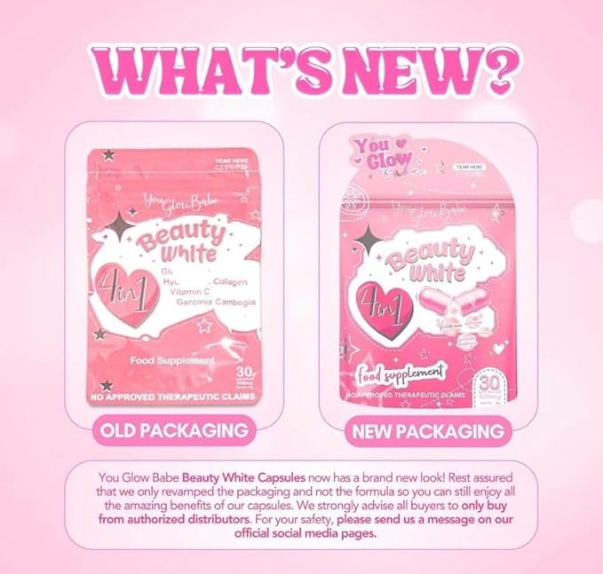 4 Packs You Glow Babe Beauty White 4-in-1 Glutathione Complex – Advanced Antioxidant &amp Skin Support Formula Japan-Inspired - 30 caps
