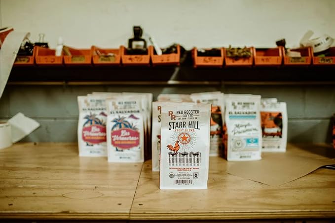 Red Rooster Coffee Organic Starr Hill Stout Coffee – Medium-Dark Roast Whole Bean – Notes of Dark Chocolate Praline &amp Citrus – 2LB – USDA Organic Fair Trade