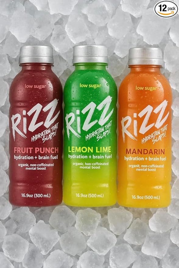 Rizz: Hydration That Slaps Nootropic Drink – 12-Pack Variety (Mandarin Lemon Lime Fruit Punch) | Low Sugar Electrolytes Clean Energy &amp Focus Boost | Performance Hydration for Athletes Gamers &