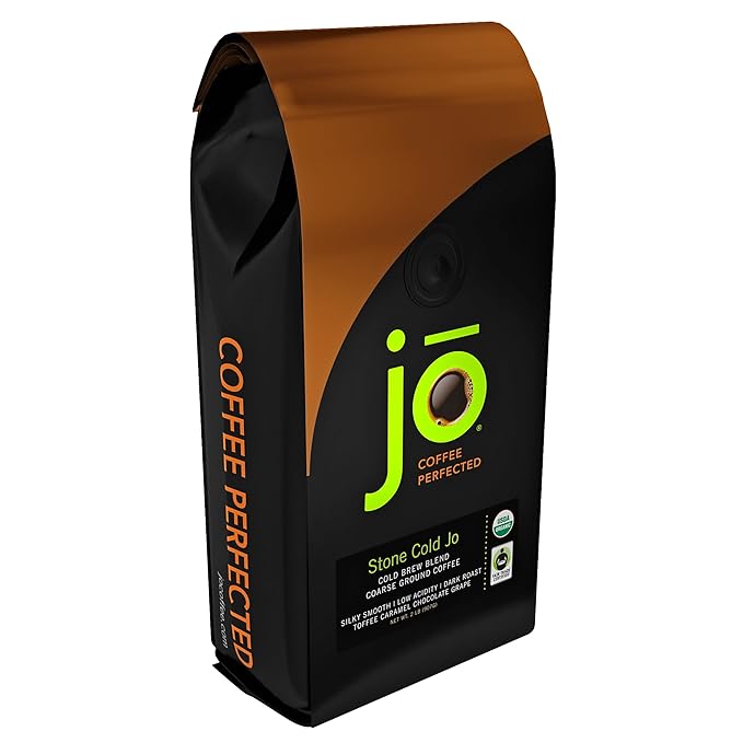 STONE COLD JO: 2 lb Cold Brew Coffee Blend Dark Roast Coarse Ground Organic Coffee Silky Smooth Low Acidity USDA Certified Organic Fair Trade Certified Great French Press Hot Brew by Jo Coffee®