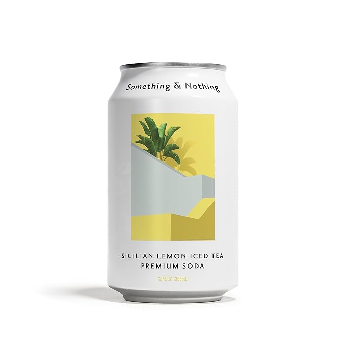 Something &amp Nothing Flavoured Sparkling Water - Lightly Carbonated Full Flavoured with Added Grape &amp Lemon Juice | Vegan &amp Low Calorie Soda with Rooibos| 355ml Cans Pack of 12 (Sicilian