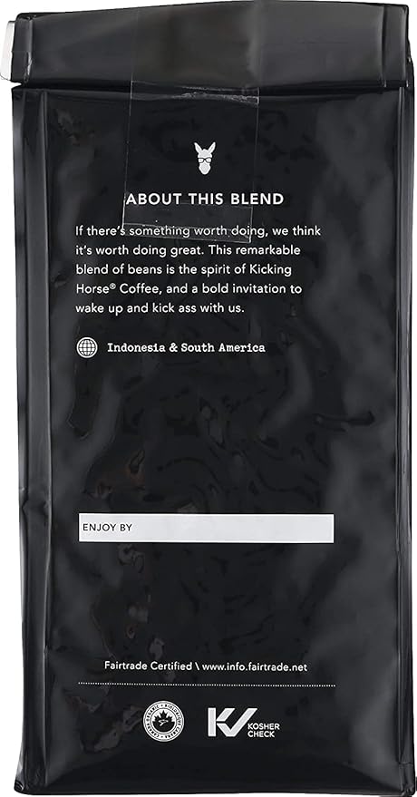 Kicking Horse Coffee Kick Ass Dark Roast Whole Bean 10 oz - Certified Organic Fairtrade Kosher Coffee (Pack of 6)10 Ounce (Pack of 6)