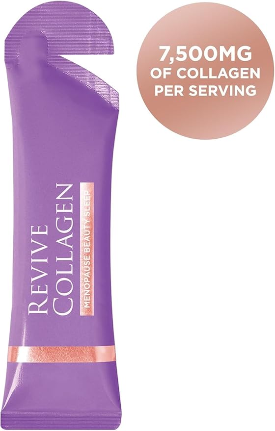 Revive Collagen Menopause Beauty Sleep — Hydrolyzed Marine Collagen Drink for Women 7500MG Zinc Chicory Root Fiber Vitamin D &amp K Supports Sleep Quality Apple &amp Blackcurrant Flavour — 14