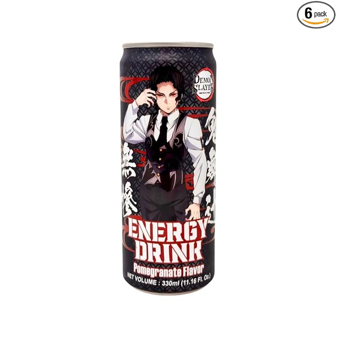 Demon Slayer Pomegranate Energy Drink – 11.16 fl oz (330 ml) Cans – Muzan Collectible Anime Character Drink (6-Pack)