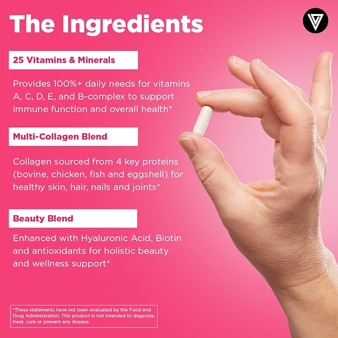 Vital Vitamins Vegan Collagen Booster + Women's Multivitamin Complex