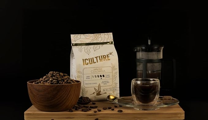 ICULTURE Colombia Ground Coffee 12 oz (340 g) | Medium-Dark Roast | Chocolate Cacao &amp Caramel Notes | Washed Arabica from Huila | Castillo Caturra &amp Colombia Varieties