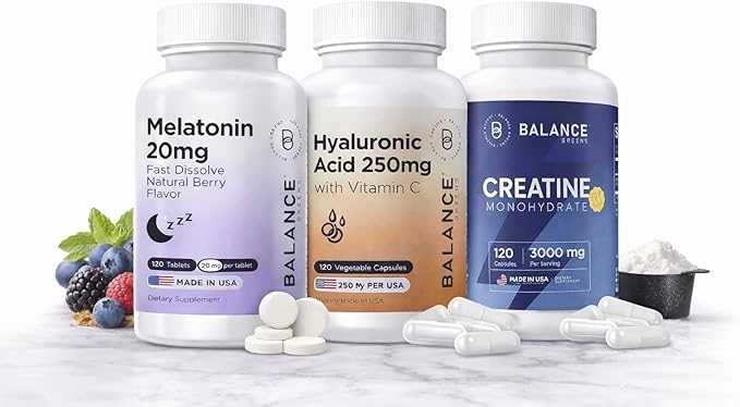 Balancebreens Melatonin + Hyaluronic Acid + Creatine Performance &amp Recovery Bundle