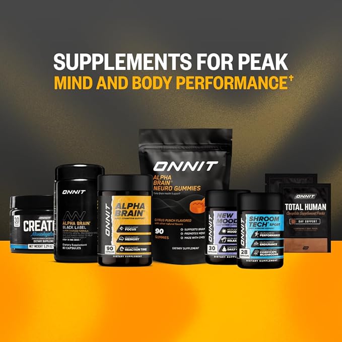 ONNIT Alpha Brain Black Label Capsules IGEN Non-GMO Tested Citicoline Brain Supplement for Concentration and Memory Lion’s Mane Lutemax Lutein L Theanine and Mucuna Pruriens 80 Count
