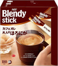 Japanese Instant Coffee – Blendy Stick Café au Lait Bitter Rich 100 Sticks – Mature Deep Roast Flavor – Smooth &amp Creamy Instant Coffee Mix – Made in Japan