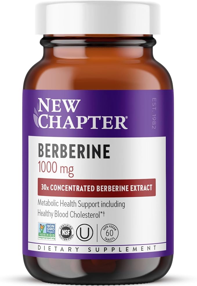 New Chapter Berberine Supplement - Super-Potent Berberine 1000 mg 30x Concentrated Indian Barberry Extract to Support Metabolic Health + Heart Health + Glucose Support Vegan Gluten Free 60 Count