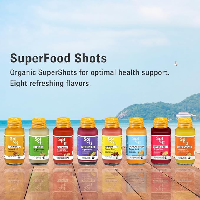 Sol-ti Organic Ginger SuperShot Drink Aids Digestion Circulation and Cleansing SuperFood Cold-Pressed Apple and Lemon Juice Blend 12 Pack (2.1 Fl oz)