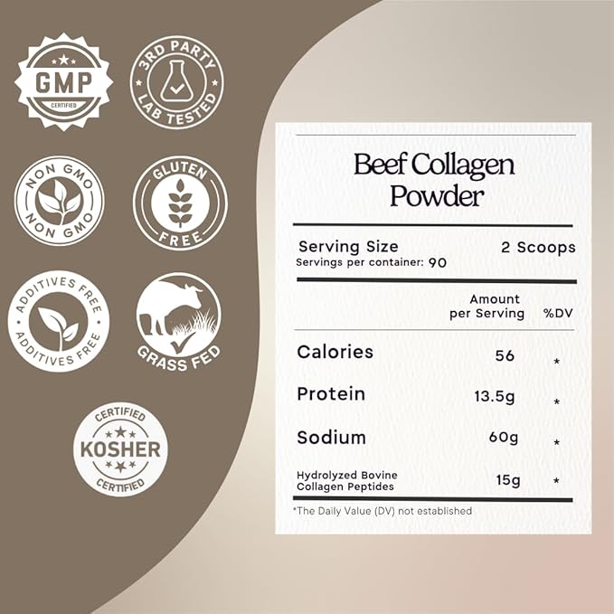 Zen Principle Grass-Fed Agglomerated Hydrolyzed Collagen Peptides 3 lb. Anti-Aging Protein Powder for Healthy Hair Skin &amp Joints. Paleo and Keto Friendly GMO and Gluten Free Pasture-Raised Bovi
