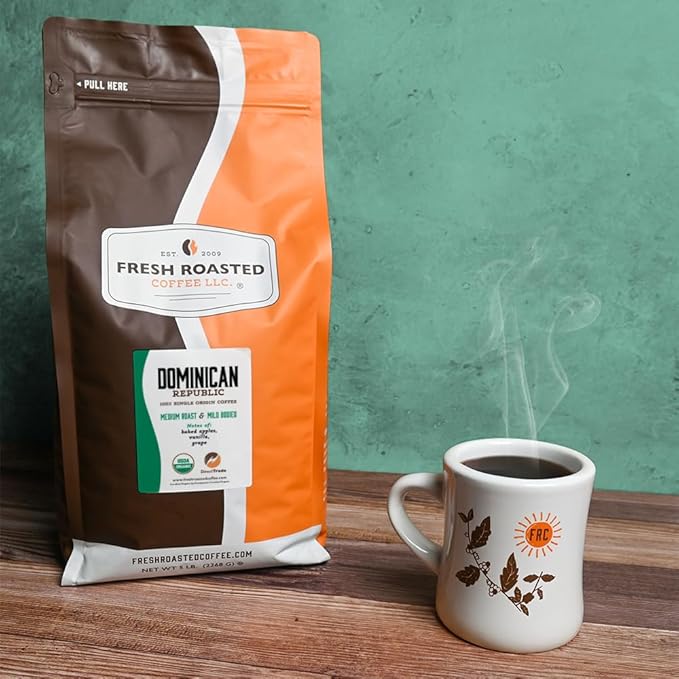 Fresh Roasted Coffee Organic Dominican Republic | USDA Organic Direct Trade Kosher | Medium Roast 5 lb Whole Bean