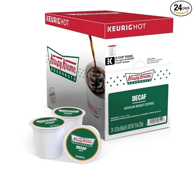 Keurig Coffee Pods K-Cups 16 / 18 / 22 / 24 Count Capsules ALL FLAVORS (24 Pods Krispy Kreme - Decaf Coffee)
