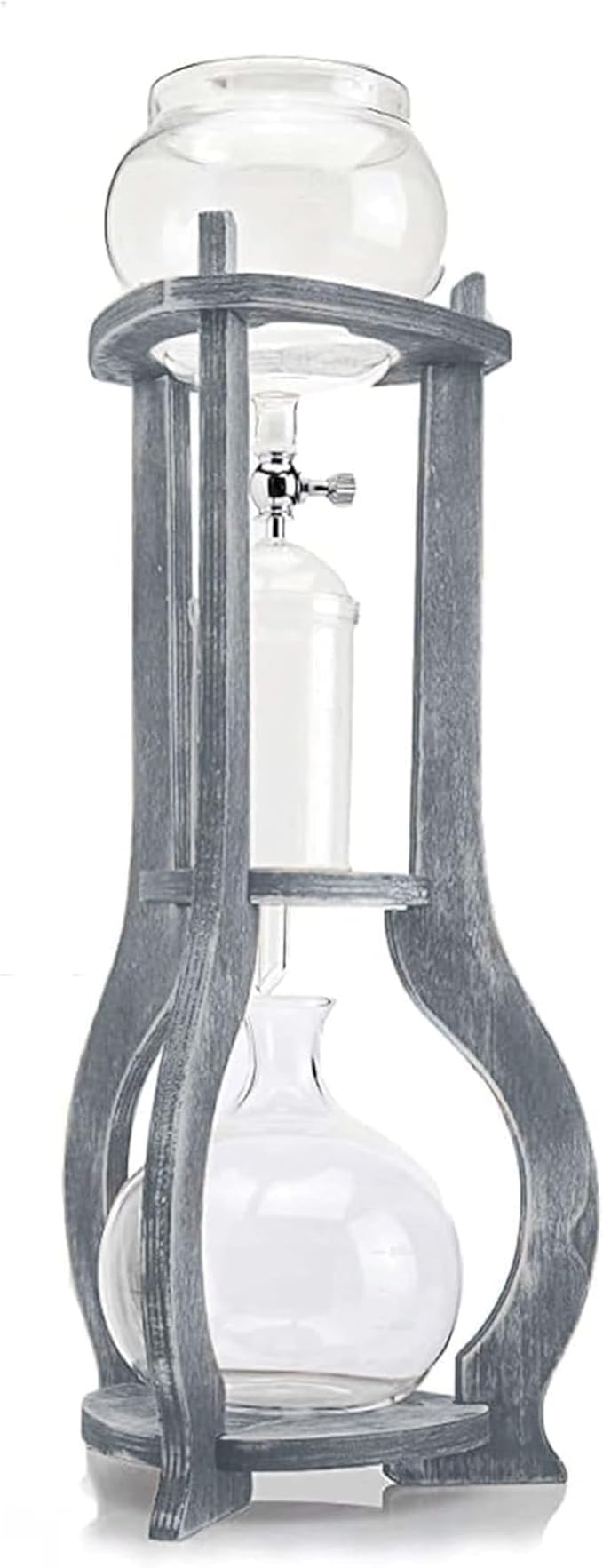 Nispira Iced Coffee Cold Brew Drip Tower Coffee Maker Wooden 6-8 cup Grey