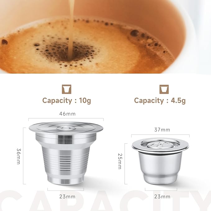 2 Pcs Reusable Stainless Steel Coffee Capsules Compatible with L'OR Barista LM8012 / 60 Refillable Coffee Pods Metal L'or Espresso Pods(Big &amp Small)