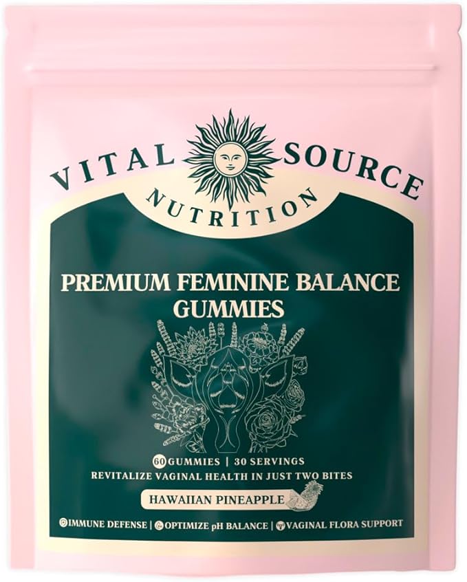 Vital Source Nutrition Vaginal Probiotic Gummies for Women - pH Balance and Immune Defense Support Healthy Odor and Vaginal Flora - Vegan Gluten-Free - Hawaiian Pineapple - 60 Gummies - 30 Servings