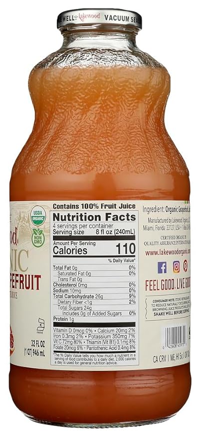 Organic Pink Grapefruit Juice (Pack of 12)