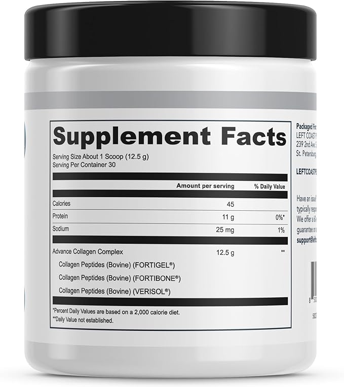 Advanced Collagen Complex Powder – VERISOL® FORTIBONE® &amp FORTIGEL® for Hair Skin Bone &amp Joint Support – Clinically Studied Ingredients – Grass-Fed Hydrolyzed Collagen Peptides – 30 Serving