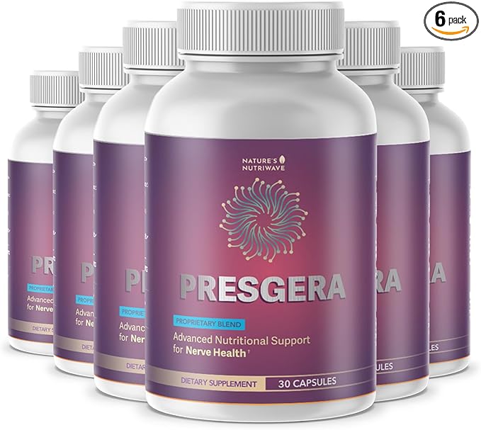 Presgera Capsules – Natural Daily Supplement with Magnesium Glycinate Turmeric Alpha Lipoic Acid &amp More – Made in USA Non-GMO Easy-to-Take – 30 Capsules 6 Month Supply