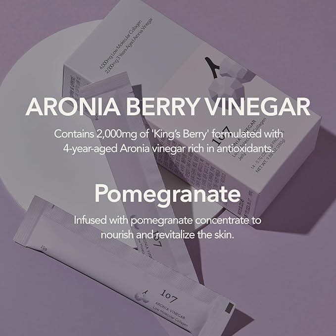 107 ARONIA Vinegar Low Molecular Collagen Jelly Stick Contains Vitamin Collagen Hyaluronic Acid Elastin Probiotics Korean Beauty Collagen Supports Inner Beauty 20g x 14 Pouches