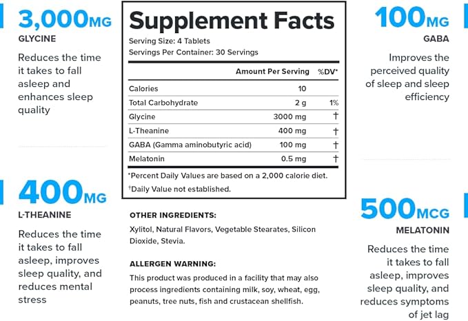 LEGION Lunar Natural Sleep Aid Chewable Tablets with Melatonin L-Glycine 30 Serving