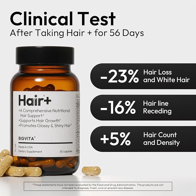 BIGVITA Hair Growth Supplement – Fast Hair Regrowth for Thicker Fuller Hair | AnaGain™ Nu Biotin Black Sesame Extract | Hair Loss Support for Women &amp Men | Vegan Gluten-Free – 1 Month Supply