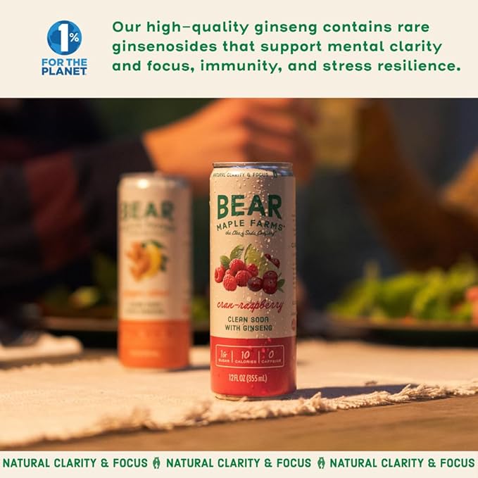 Bear Maple Farms | The Clean Soda Company | Low Calorie | Naturally Sweetened | Ginger Clean Soda