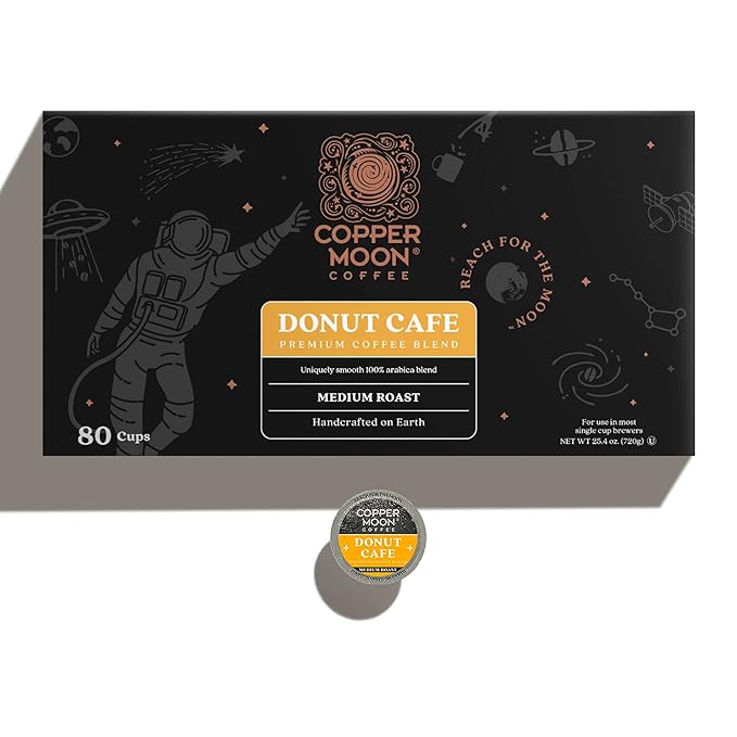 Copper Moon Single Serve Coffee Pods for Keurig K-Cup Brewers Medium Roast Donut Café Blend 80 Count