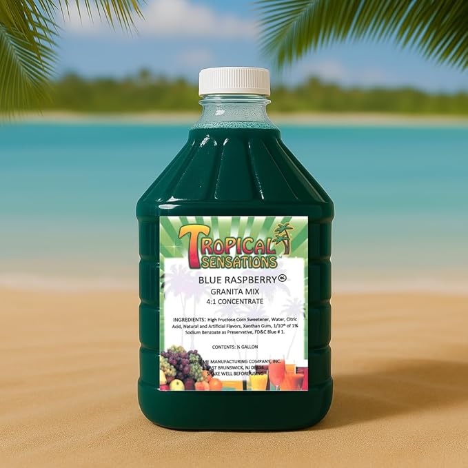 Tropical Sensations Blue Raspberry Granita Slushie Mix – 6 Bottles 64 oz Each – Non-Alcoholic Frozen Drink Mix for Slush Machines – Bulk Case