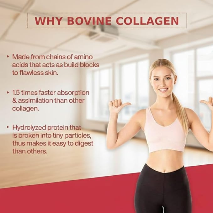 Collagen (250gm Orange) with Biotin Hyaluronic Acid Zinc Vitamin C &amp Glucosamine | for Skin Hair Nails &amp Joints
