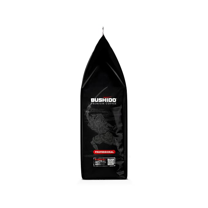 BUSHIDO Black Katana Premium Whole Bean Coffee 2.2 lb (1kg) Bulk Bag Medium Roast 100% Arabica - Rich &amp Smooth Taste with Dark Chocolate Notes - Non-Bitter Espresso Beans - Imported from the Nethe