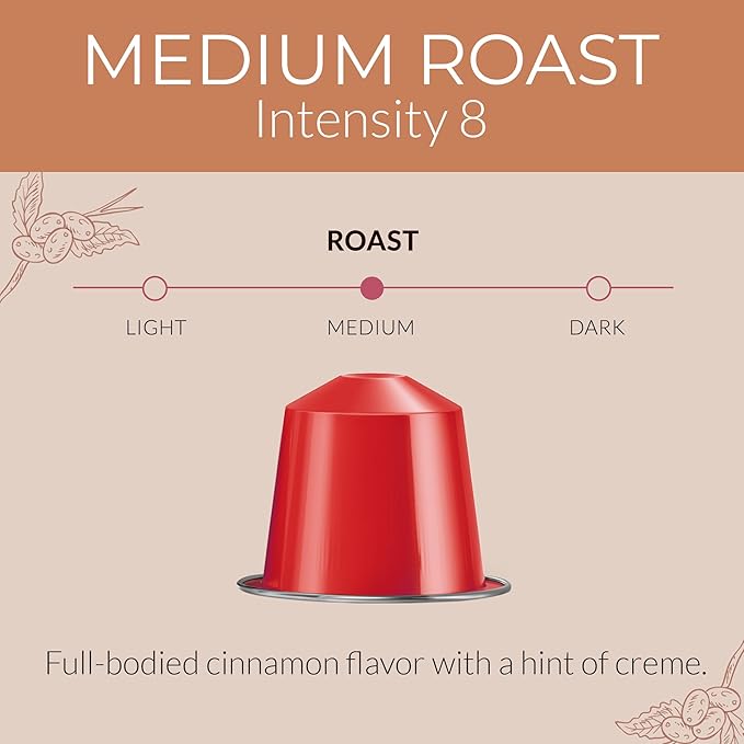 Camilla’s Heritage - Intensity 8 Cinnamon Flavored Espresso Coffee Gourmet Espresso Cups 60 Coffee Pods